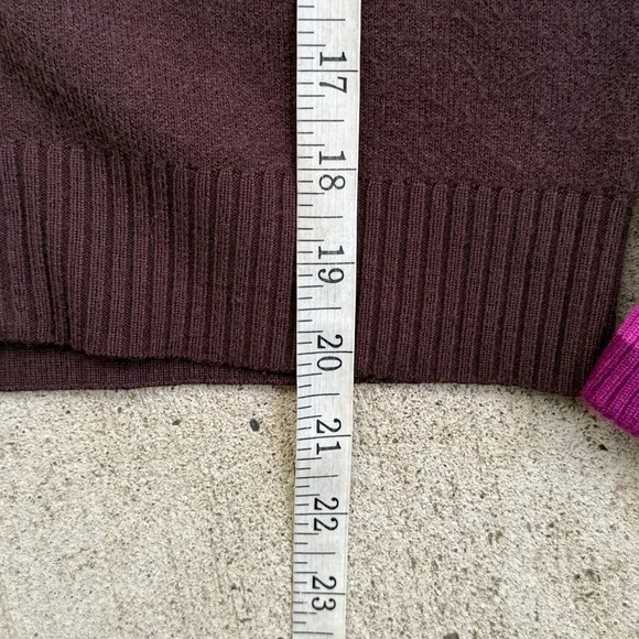 Anthropologie Maeve Brown/White/Pink Color Block Zippered Sweater Size Small - Picture 11 of 14